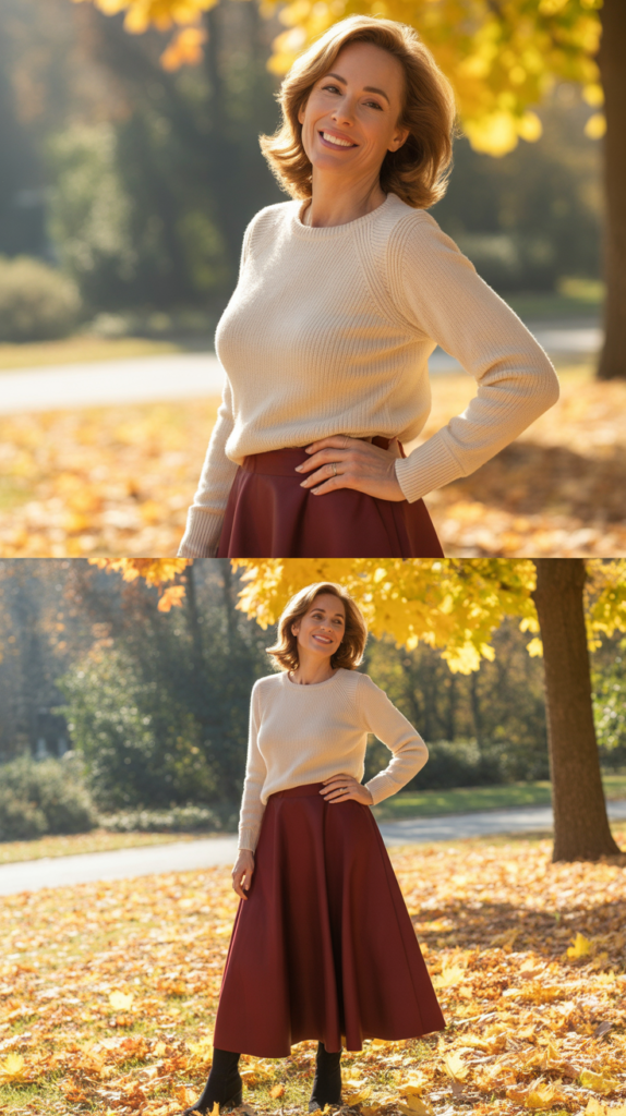 Knitwear and Midi Skirt Pairing