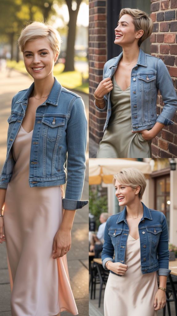 Denim Jacket with Slip Dress