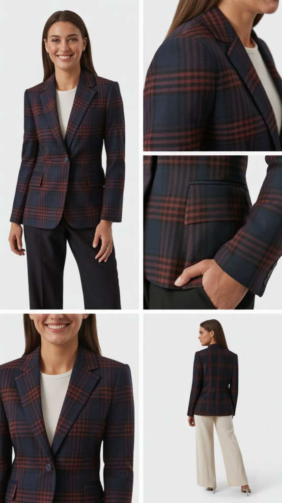  Plaid Blazer with Solid Separates