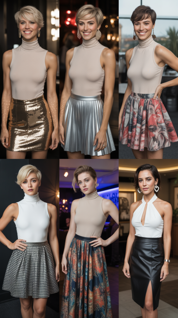 Turtleneck Bodysuit with Statement Skirt