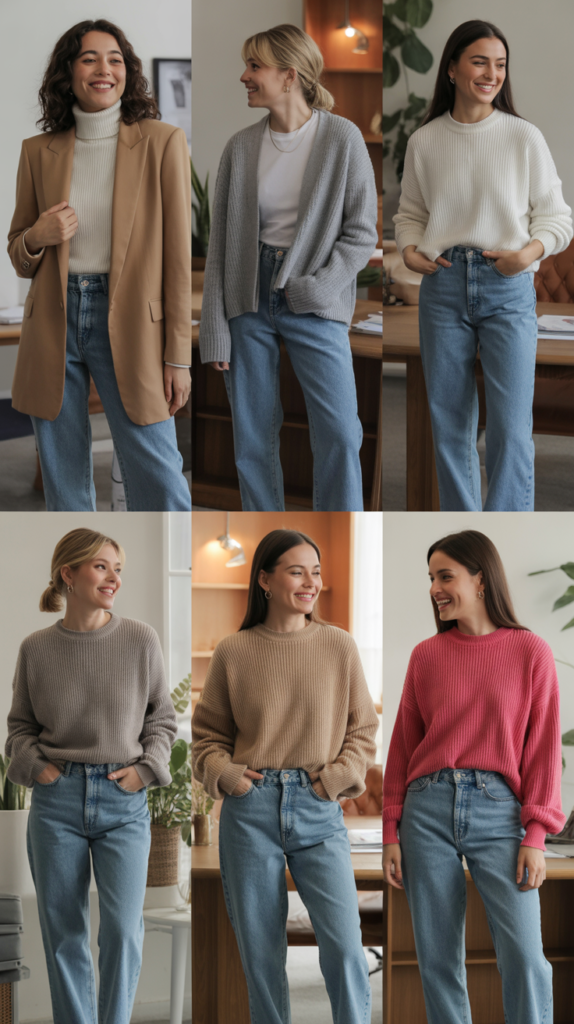 Straight Leg Jeans with Cashmere Sweater