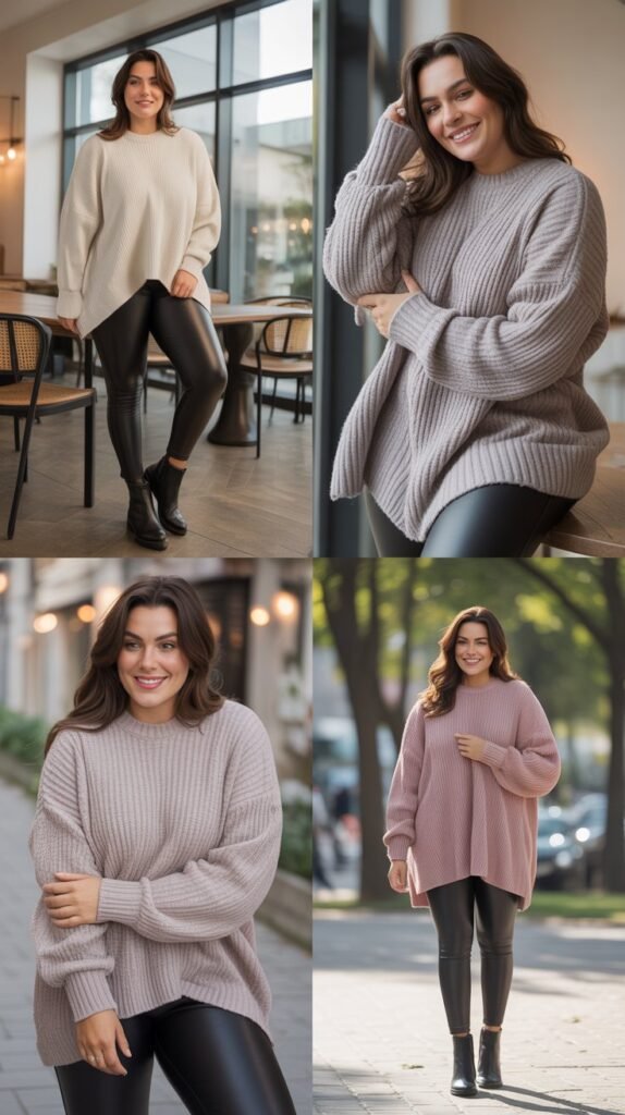 Cozy Knit and Faux Leather Leggings