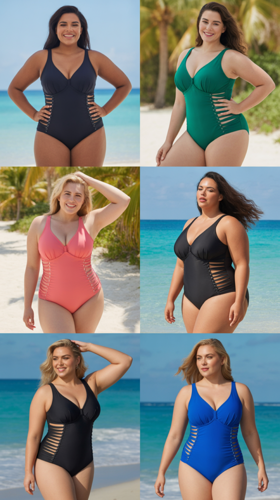 One-Piece Swimsuit with Strategic Cutouts