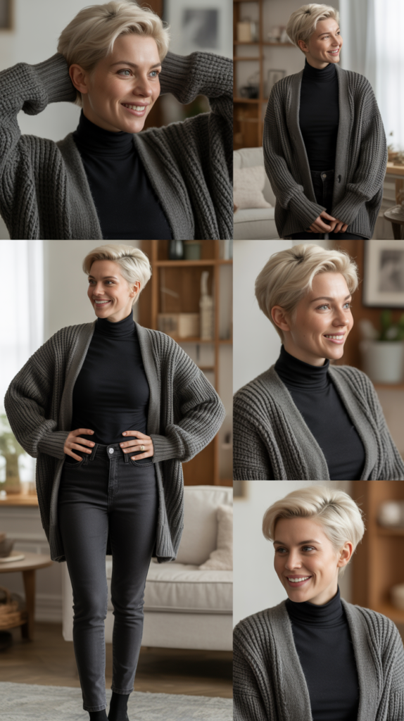  Oversized Cardigan with Fitted Base Layers