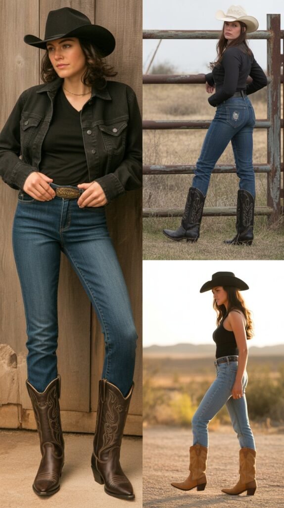 Classic Bootcut Jeans with Cowboy Boots