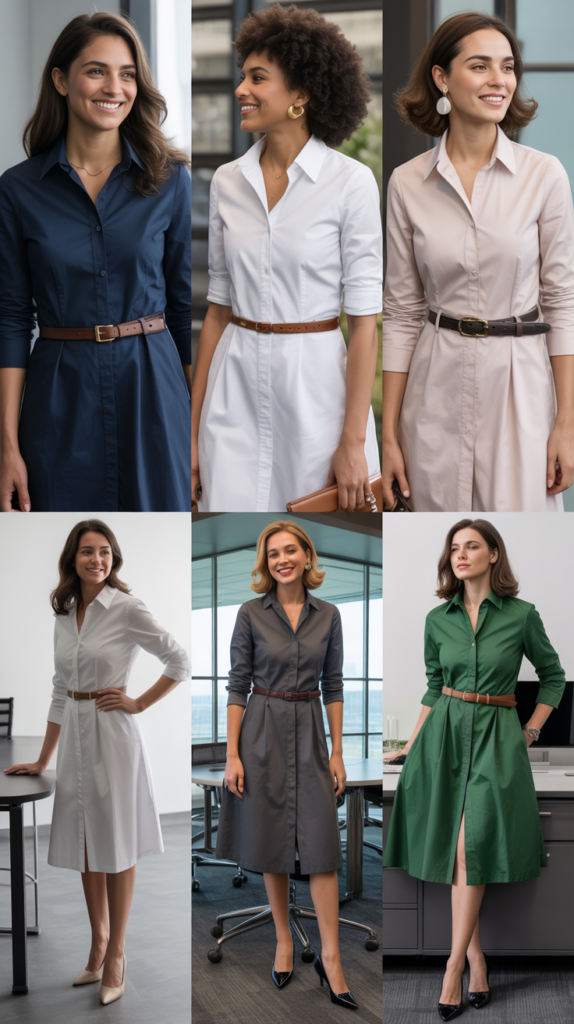 Cotton Shirt Dress With Belt