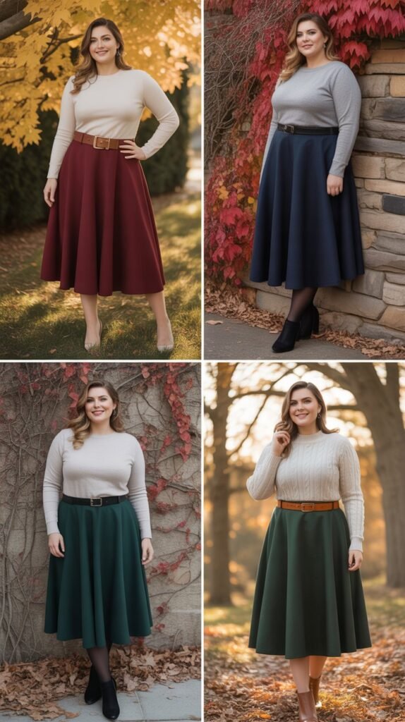 Midi Skirt and Tucked Sweater