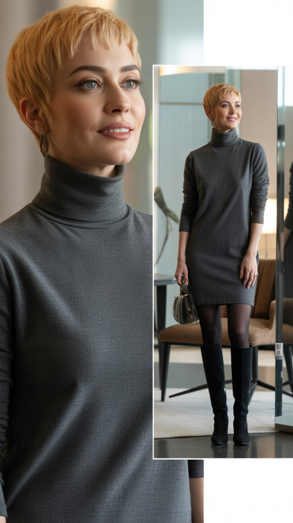 Double-Breasted Peacoat with Striped Tee