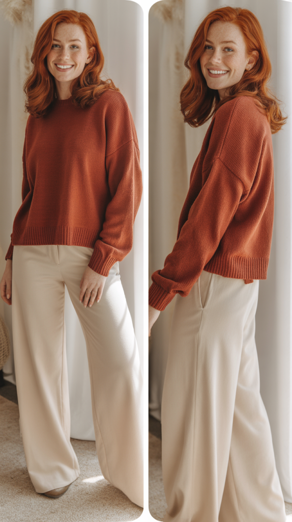 Rust and Cream Color Block