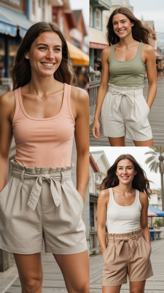 Tank Top and Paper Bag Waist Shorts