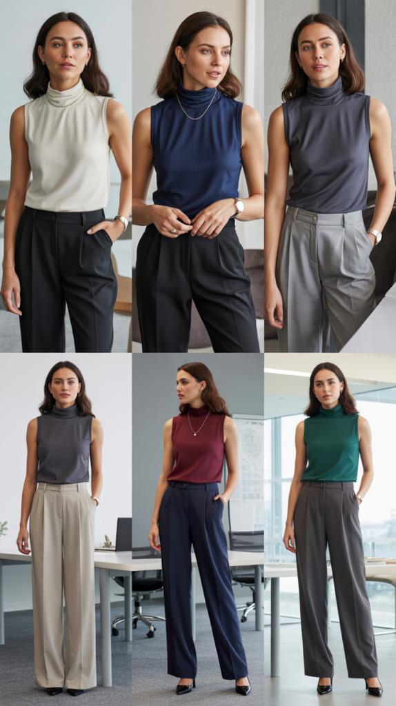 Sleeveless Turtleneck With Trousers