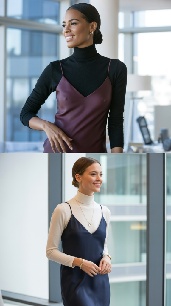 Turtleneck Under Slip Dress