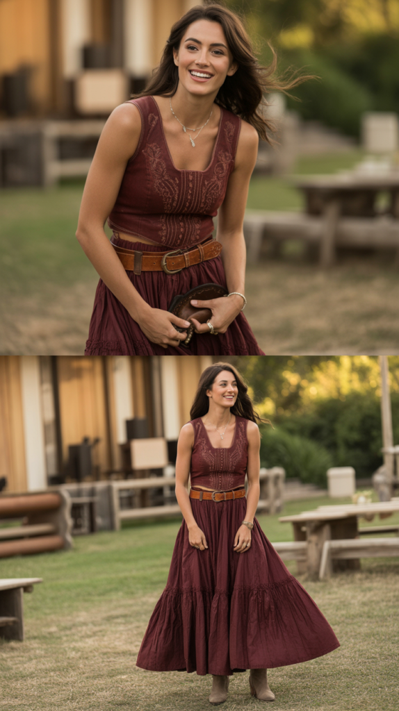 Two-Piece Broomstick Skirt Set