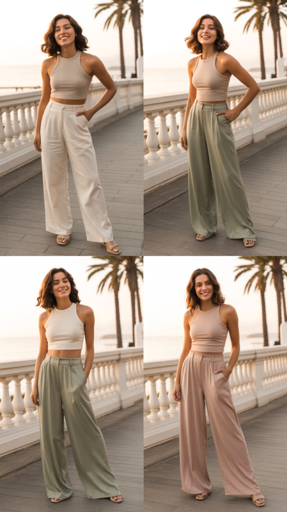 Crop Top and High-Waisted Wide-Leg Pants