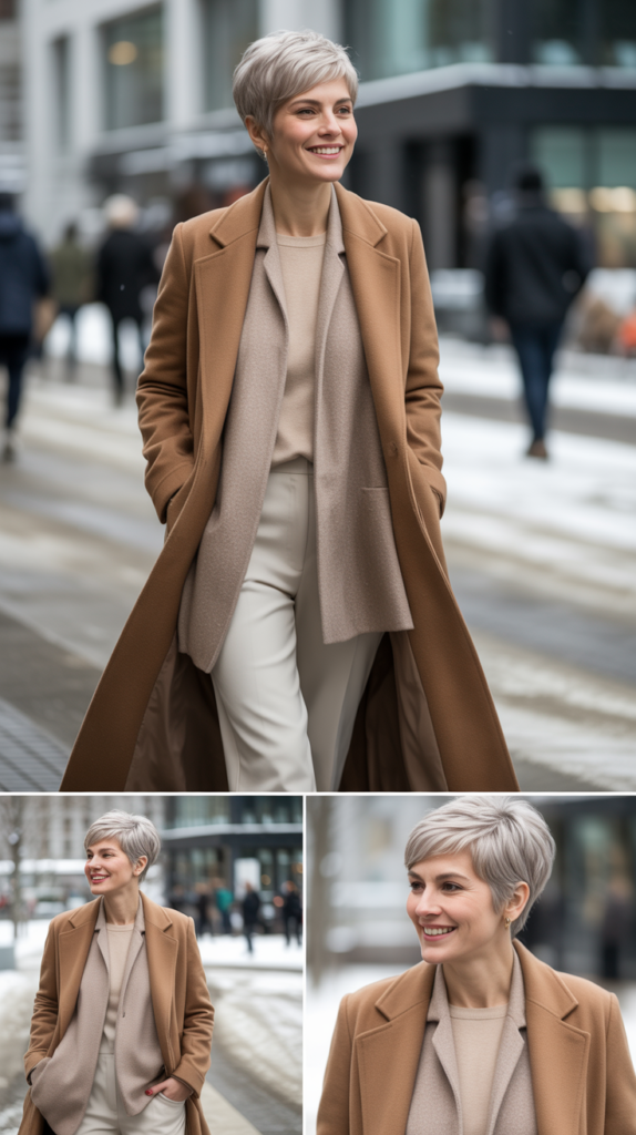 Longline Coat Over Tonal Layers