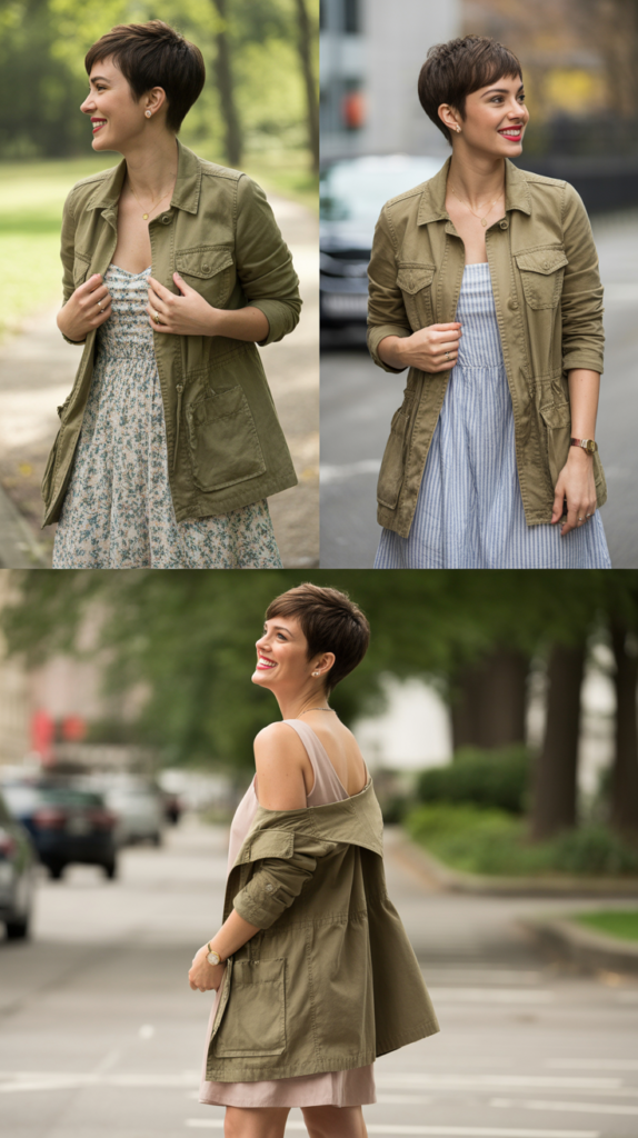  Utility Jacket with Casual Dress