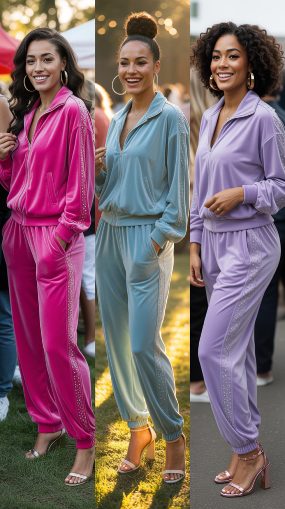  Velour Tracksuit with Heels Combo