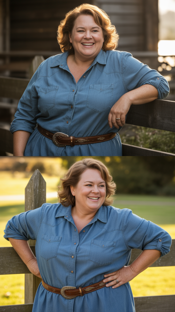 Chambray Shirt Dress with Western Belt