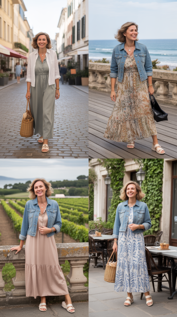 Maxi Dress with Denim Jacket