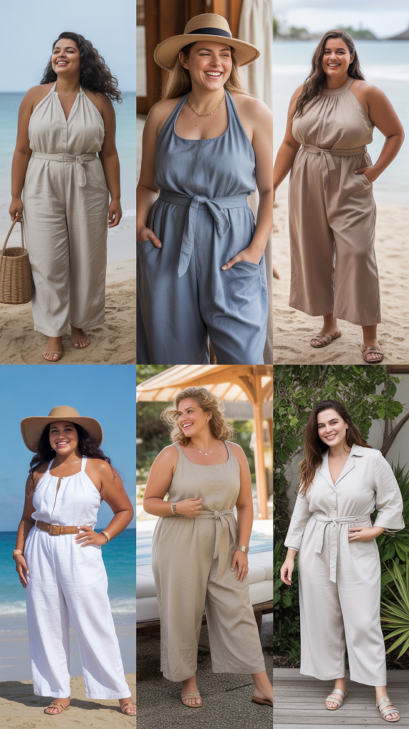 Belted Jumpsuit in Breathable Fabric