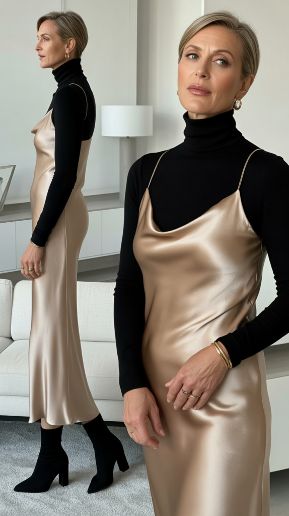 Turtleneck Under Slip Dress