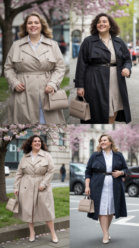 Belted Trench Coat Over Monochrome Outfit