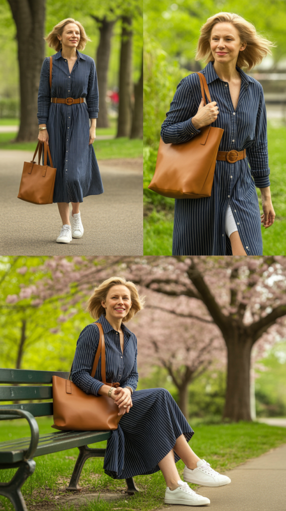 Midi Shirt Dress with Sneakers