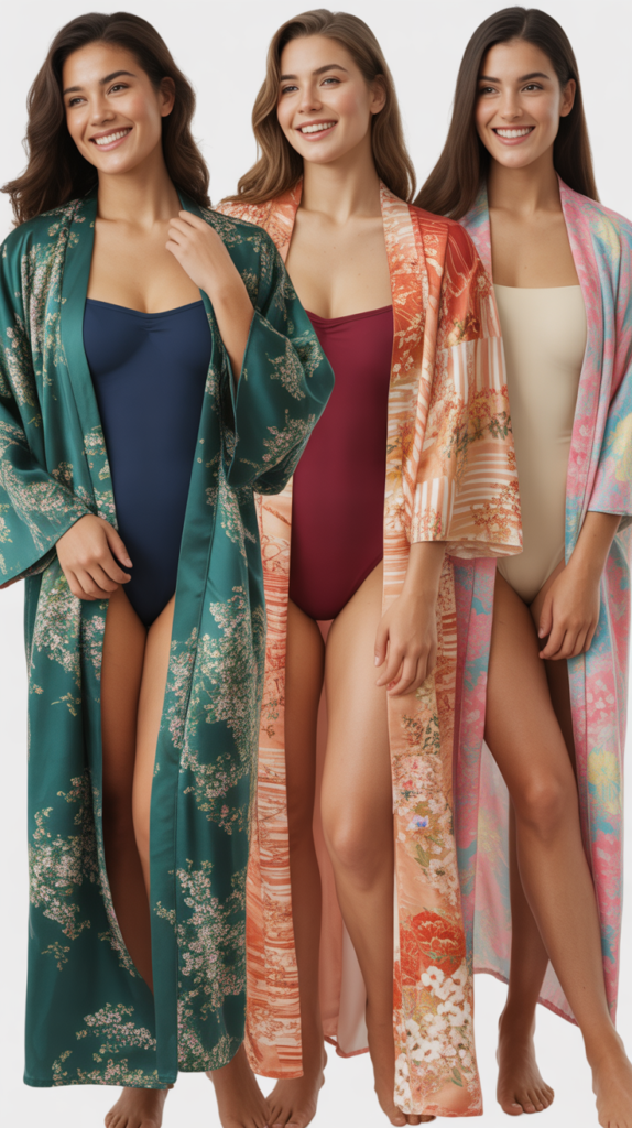 Kimono Robe Over Simple Swimsuit