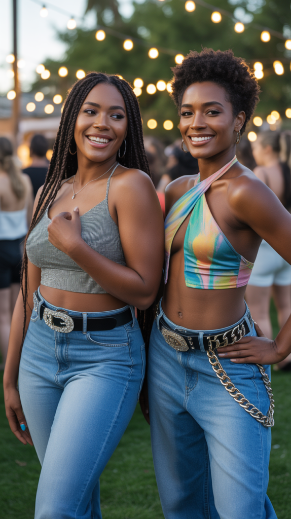  Low-Rise Jeans with Embellished Belt