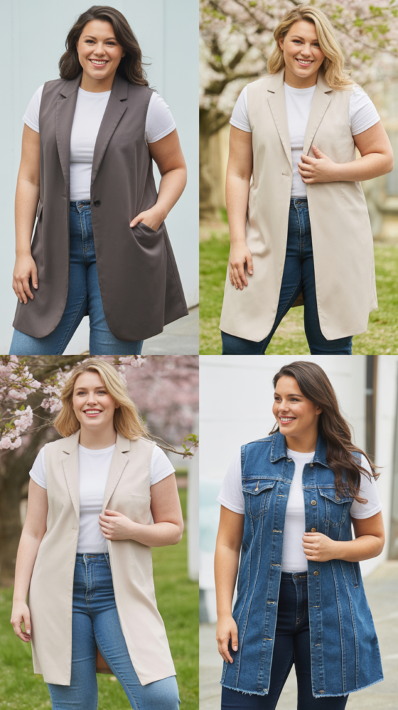 Longline Vest Over Tee and Jeans