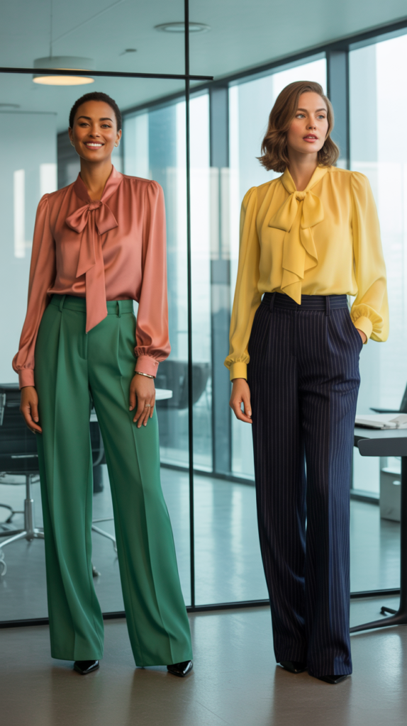 Tailored Trousers with Statement Blouse