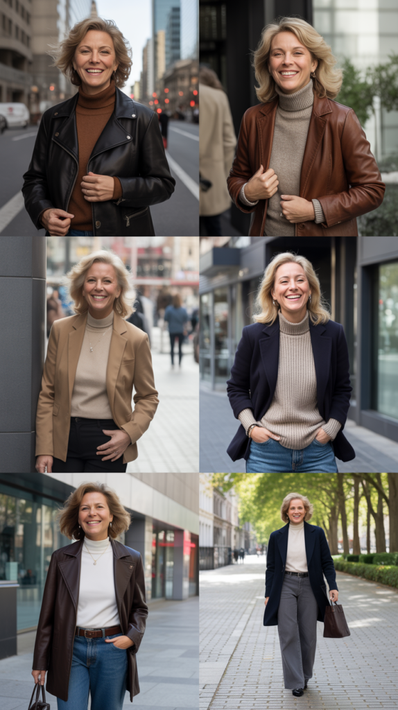 Leather Jacket Over Knitwear