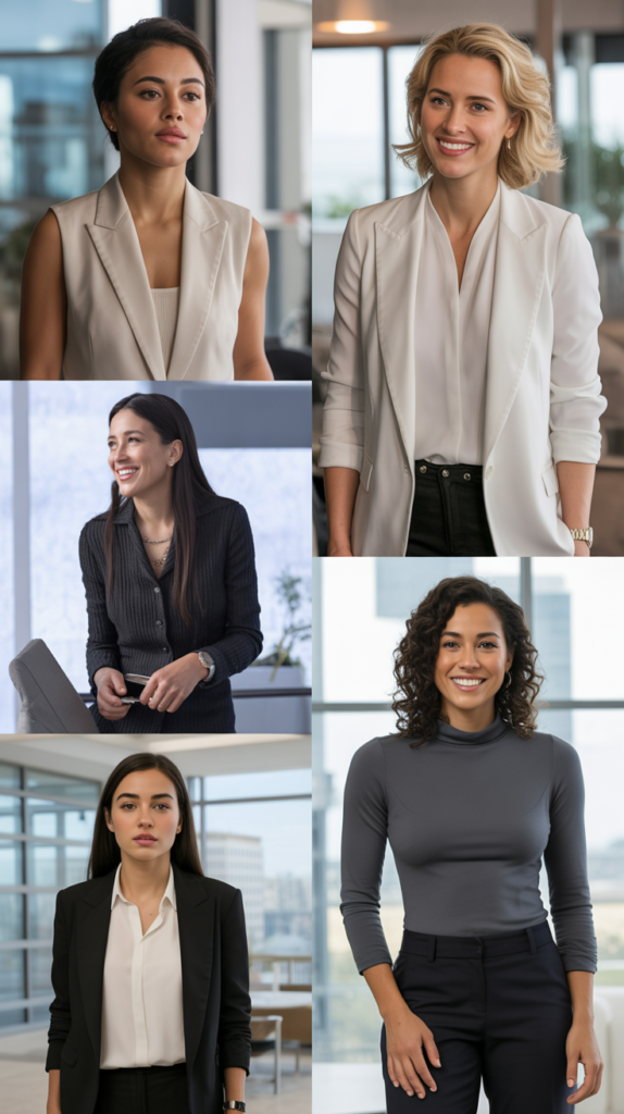 The Sleeveless Blazer with Long-Sleeve Top