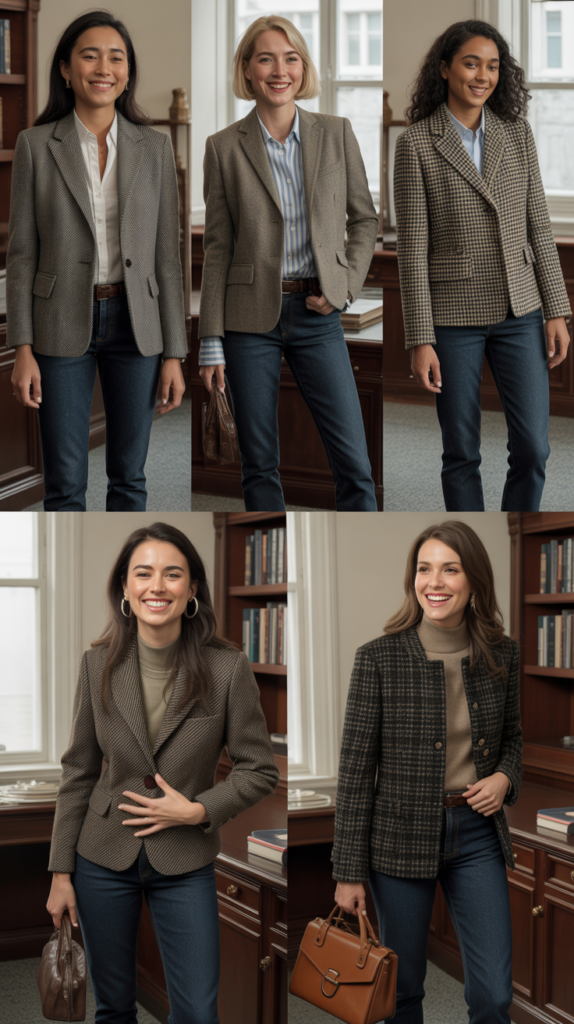 Dark Jeans with Tweed Jacket