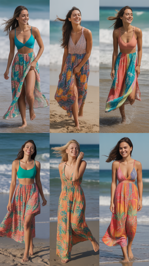 Flowy Maxi Dress Over Swimsuit