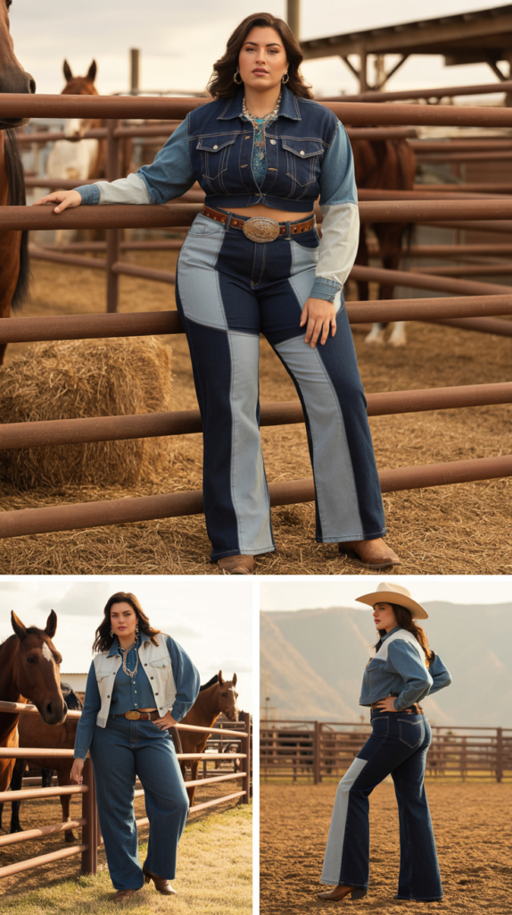 Color-Blocked Denim Look