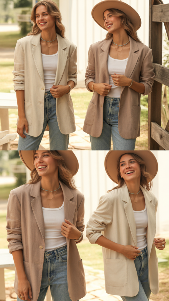 Linen Blazer over Tank with Jeans