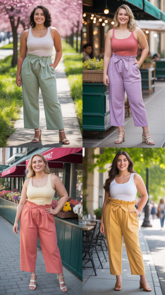  Paperbag Waist Pants with Tank Top