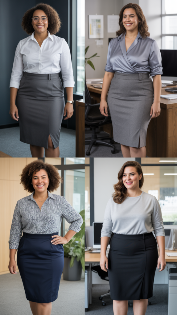 Pencil Skirt with Tucked Blouse