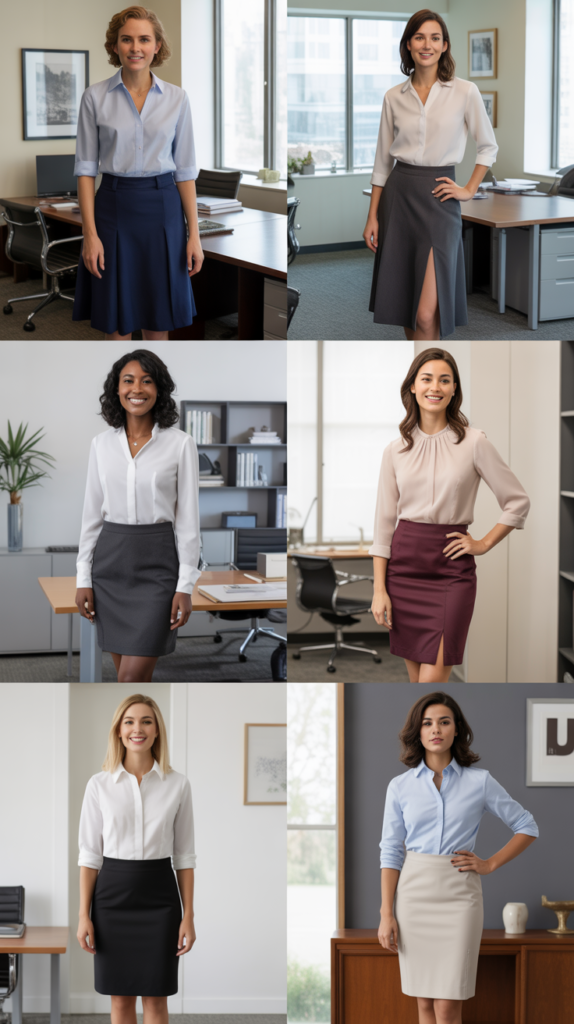 The High-Waisted Skirt with Tucked Blouse