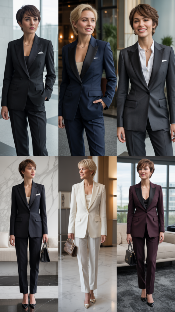 Tuxedo-Style Blazer with Slim Pants