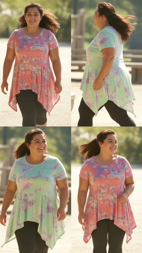  Asymmetrical Hemline Tops with Leggings