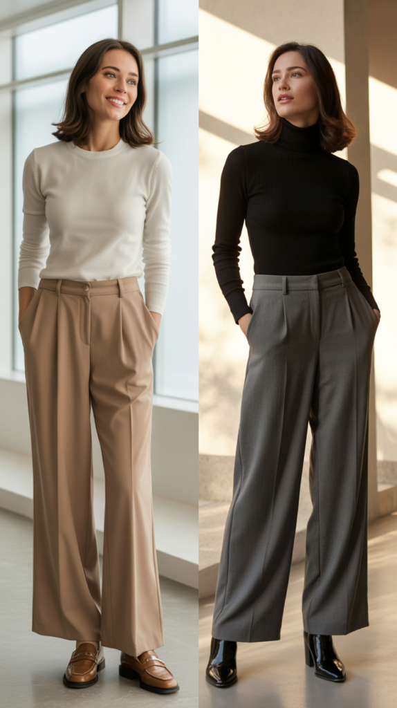 The Sweater and Wide-Leg Pants Combination