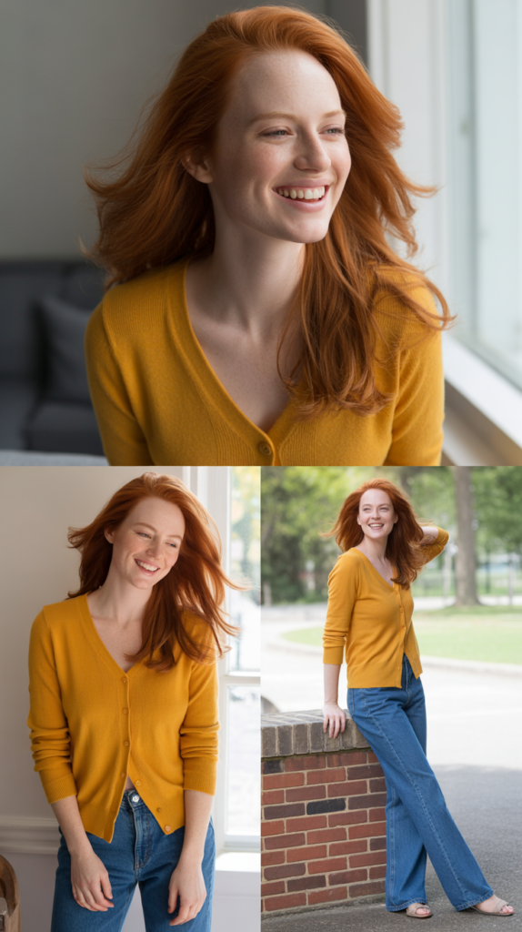 Mustard Yellow Cardigan with Blue Jeans