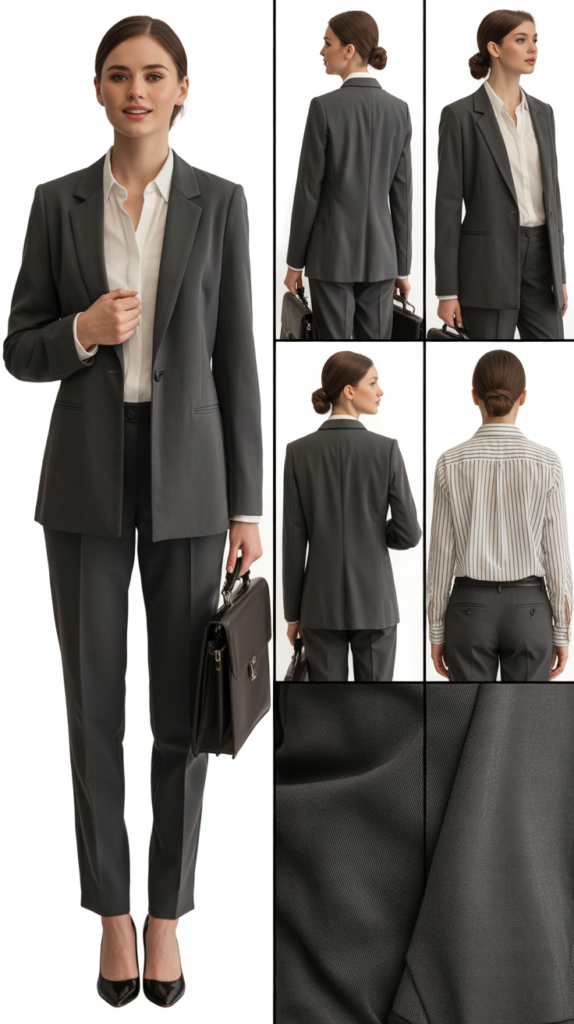 Tailored Pantsuit in Charcoal Gray