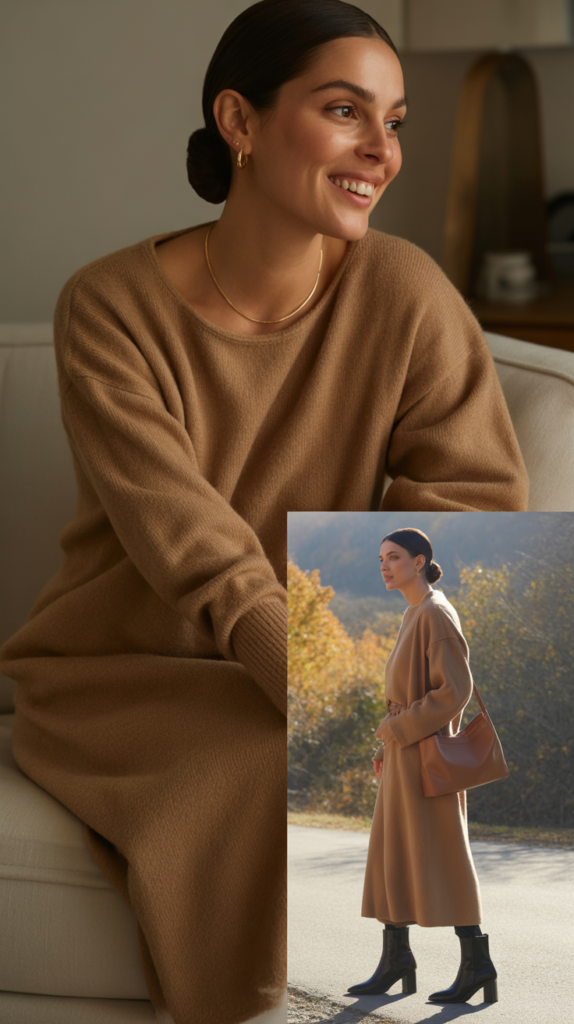  Knit Dress with Ankle Boots