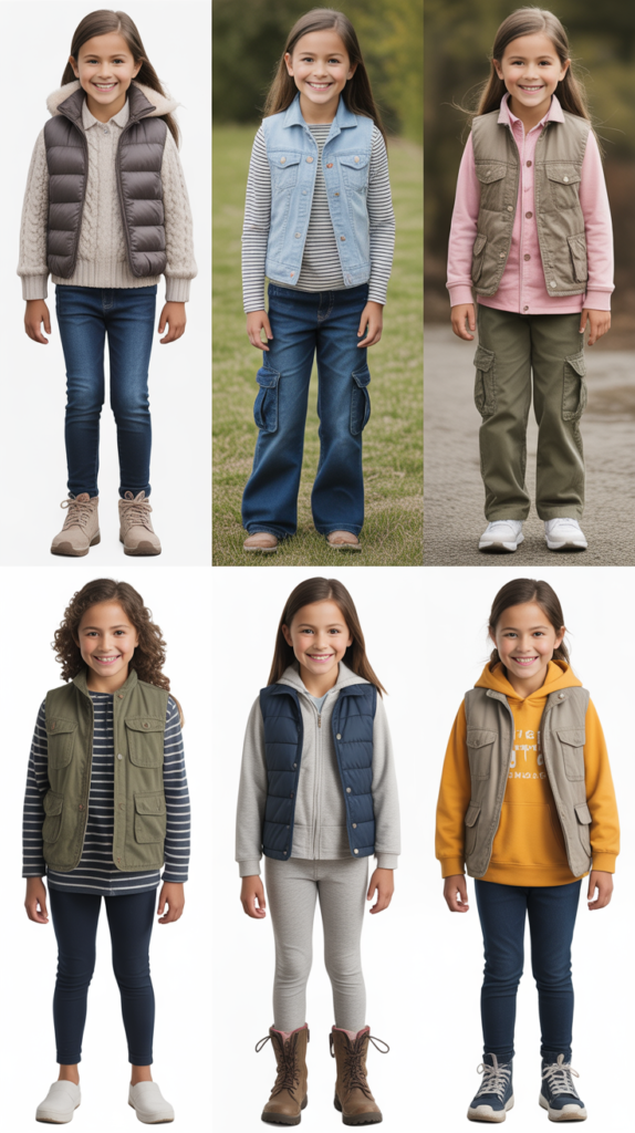 Vest Over Long-Sleeve Tee and Jeans