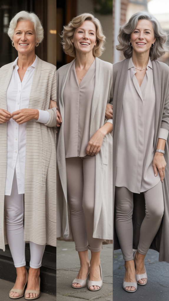 Cardigan Coat with Leggings and Tunic