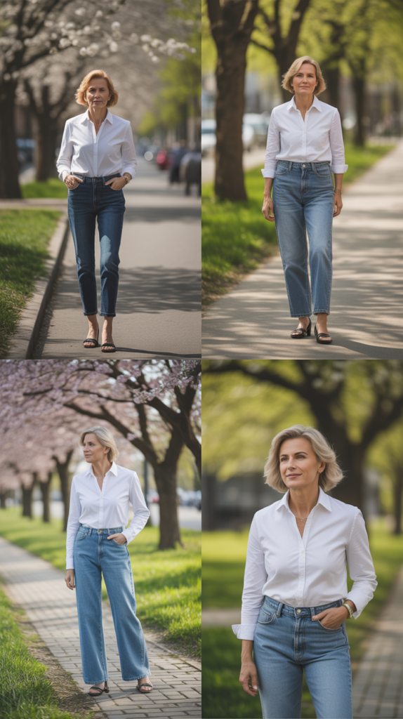 Classic White Shirt and Blue Jeans Combination