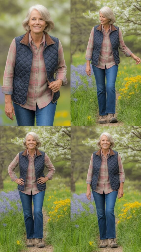 Printed Blouse with Dark Jeans